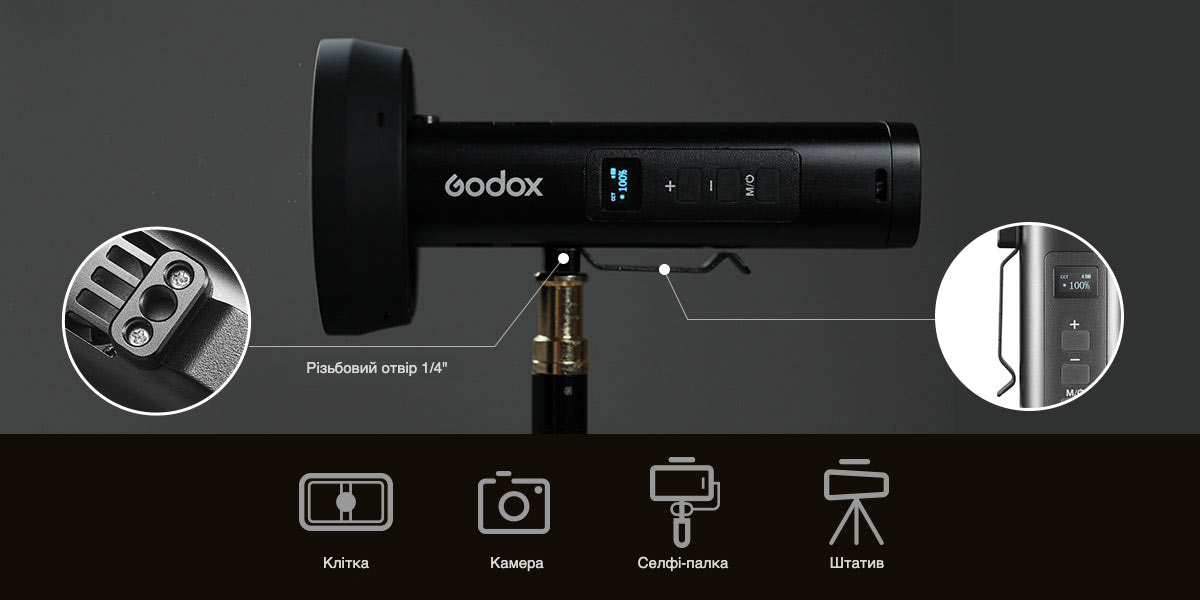 Godox FL15Bi, встановлений на стійці освітлення
