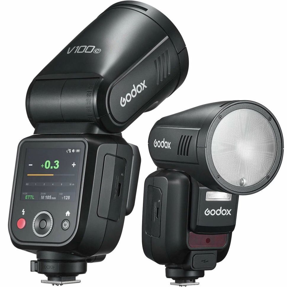 Спалах Накамерний Godox V100-C для Canon потужністю 100Дж та кольоровим тач-екраном керування