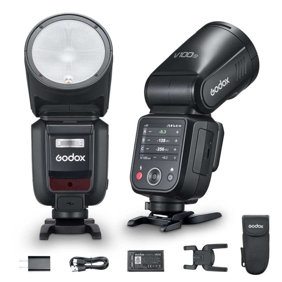 Вспышка Накамерная Godox V100-S для Sony мощностью 100Дж и цветным тач-экраном управления