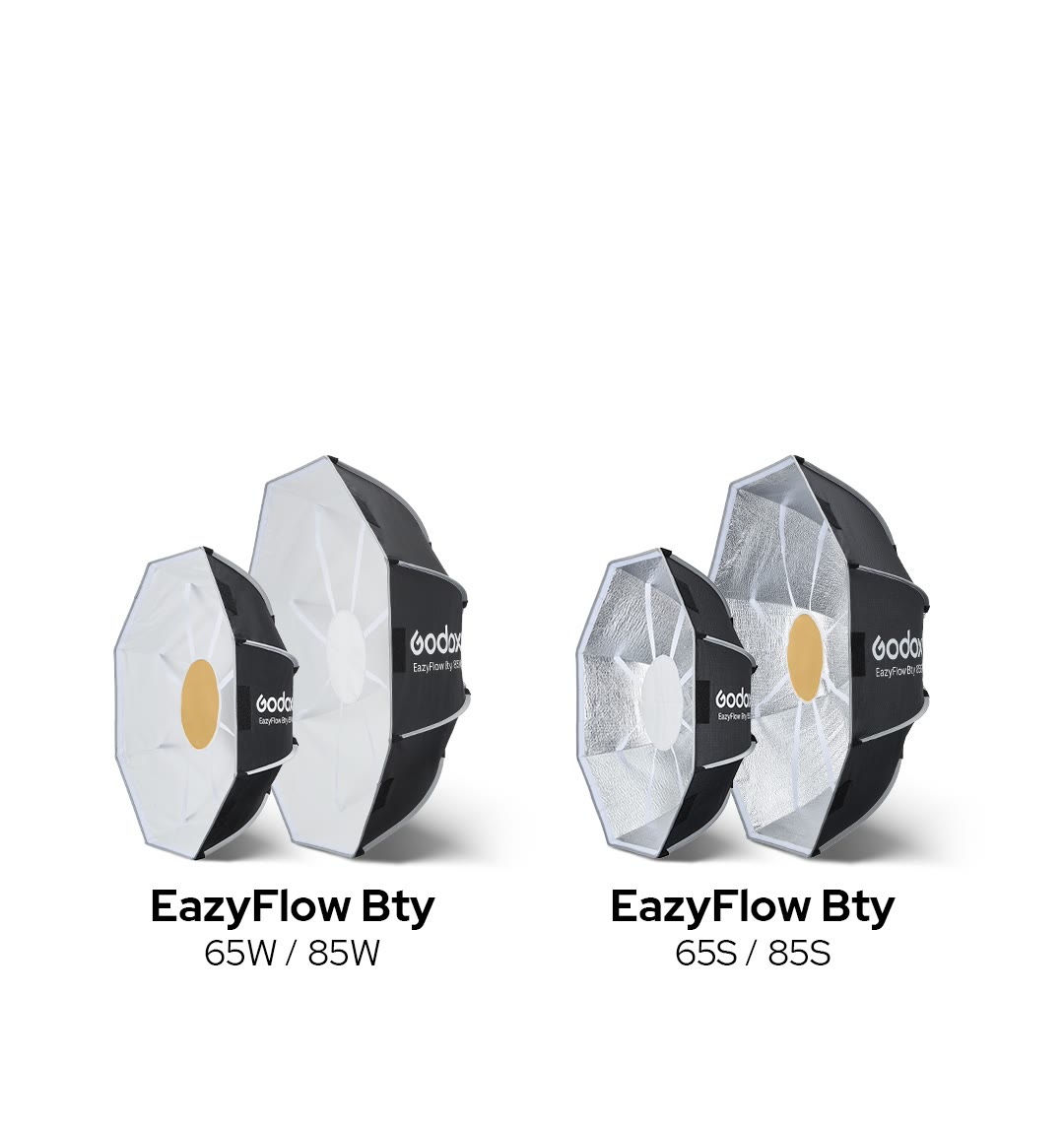 Складные beauty dish Godox EazyFlow Bty65 и Bty85, белый и серебристый варианты